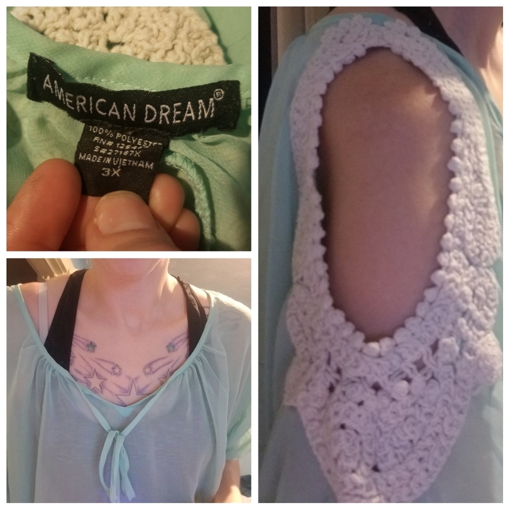 Set of 3 Teal Plus size blouses tops - Picture 5 of 7